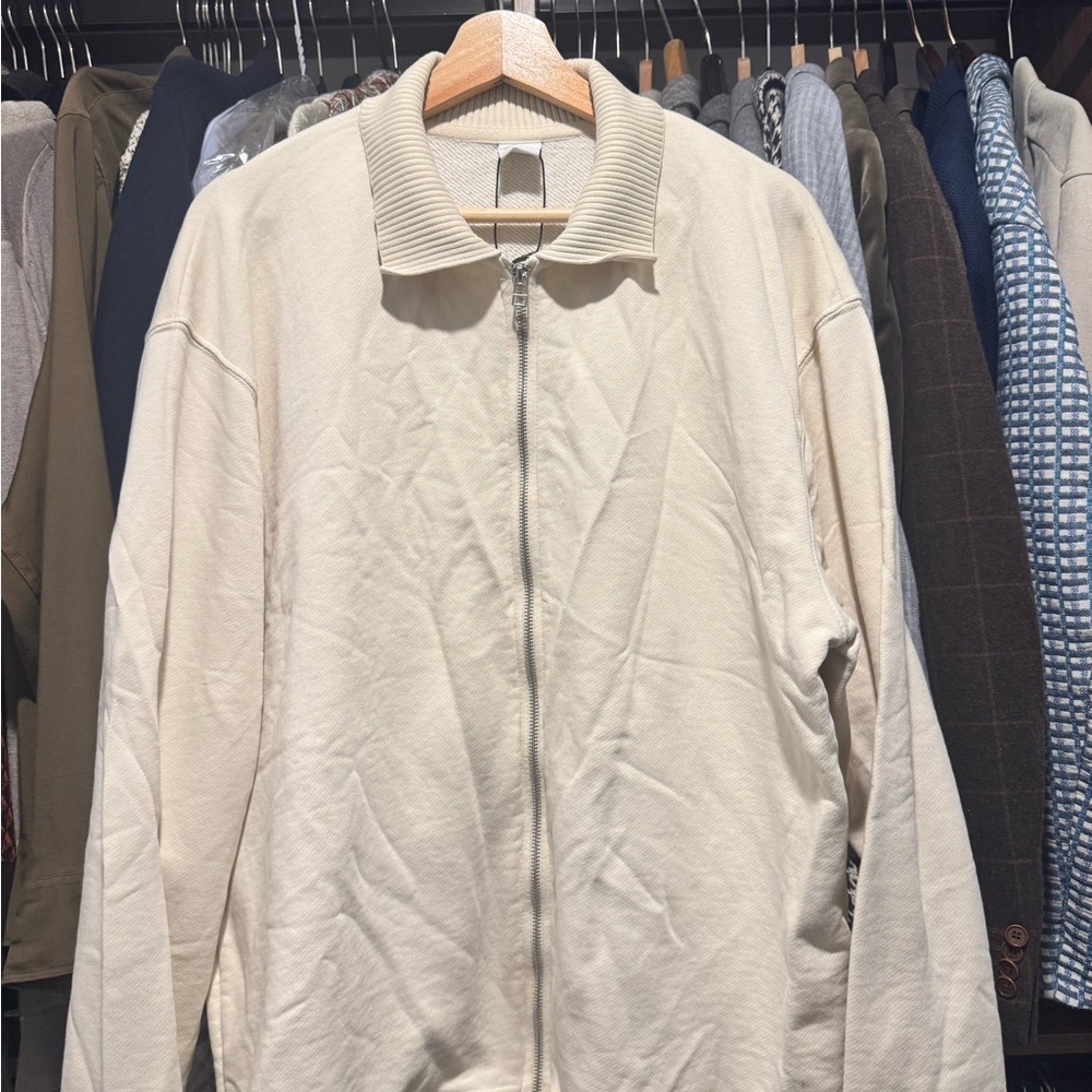 Zara Off-White Ribbed Collar Jacket